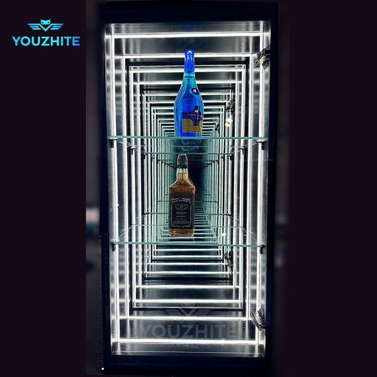 Infinity Mirror Light Showcases Abyss Mirror Glass Display Cabinets for Furniture Living Room Dining Room